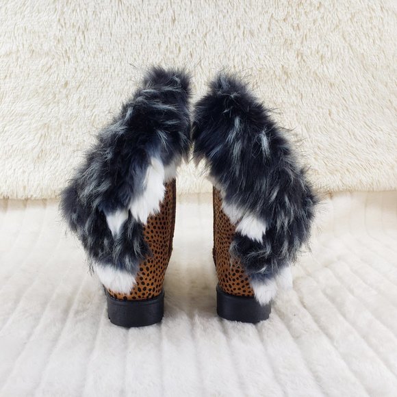 Chi Chi Cheetah Print Faux Fur Thick Lined Winter Boots - Picture 8 of 12